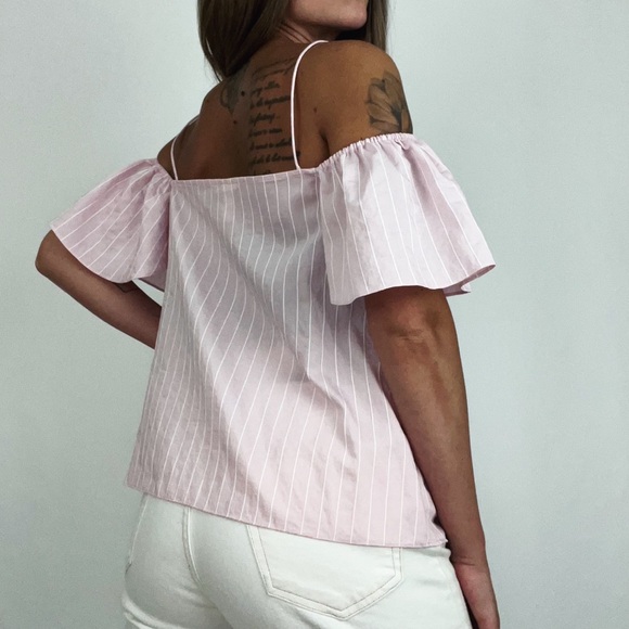 NWOT H&M Off-The-Shoulder Blouse in Light Pink | Size M - Picture 5 of 8